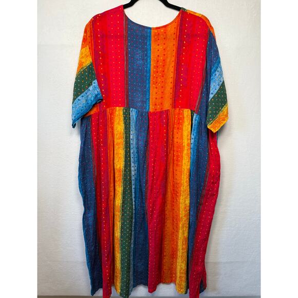 Ya Wei Cotton Colorful House Dress, Swim Cover Up, Hippie, Boho - Picture 2 of 4
